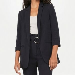 Express Black Extra Long Open Rolled Sleeve Boyfriend Blazer Size Medium